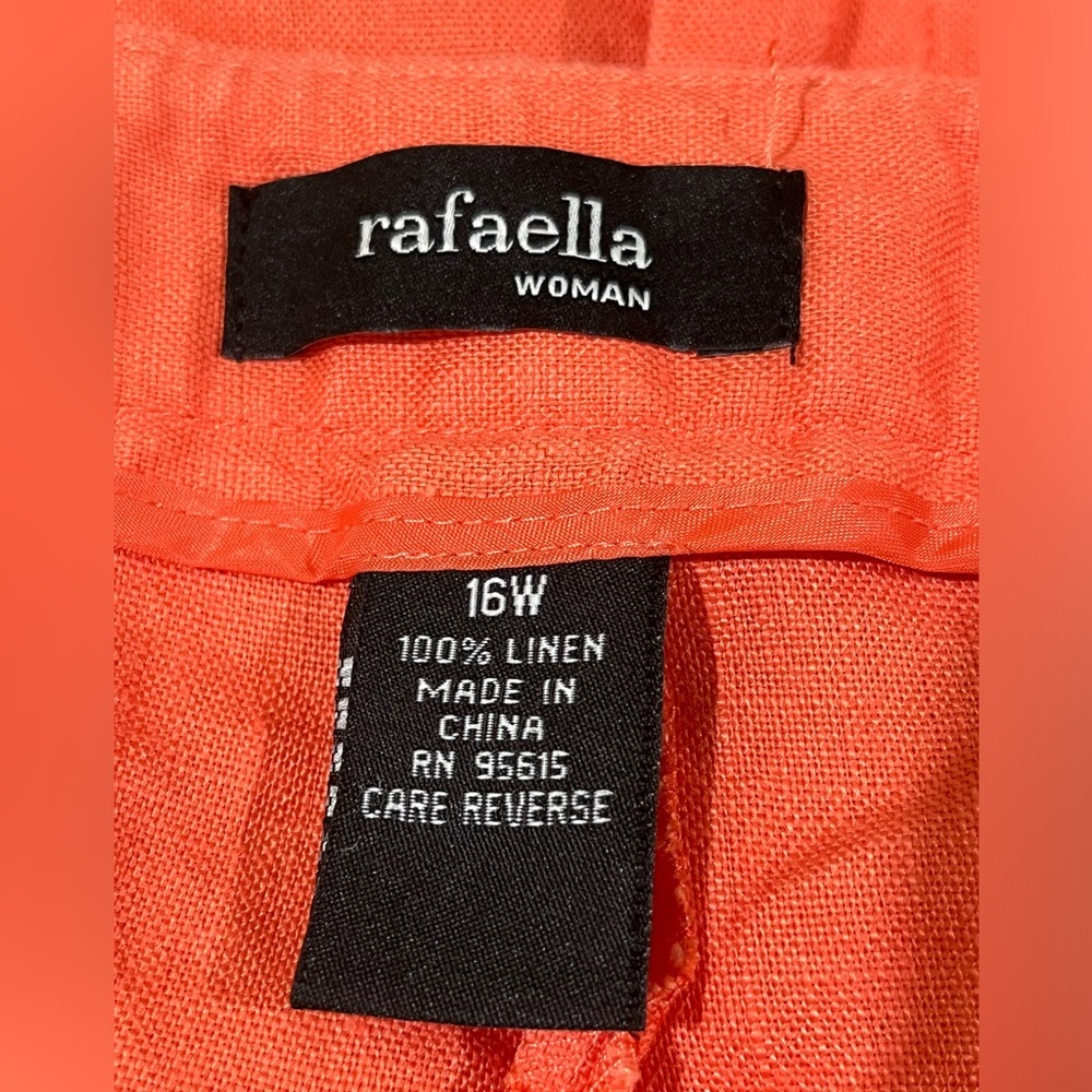 Rafaella Coral Linen vintage Wide-Leg CAPRIS Pants women SIZE 16W - Picture 8 of 9